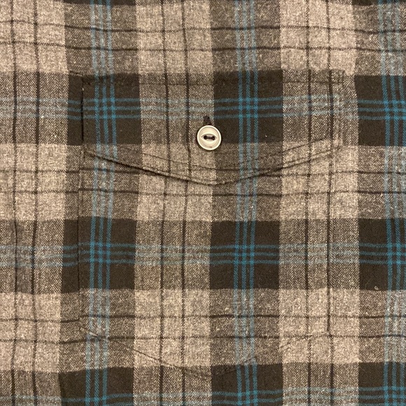 American Eagle Mens XL Slim fit gray, black and teal flannel - Picture 4 of 8